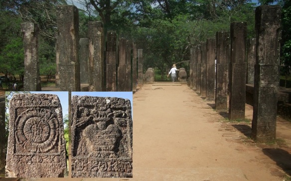 Carving stone pillars of Council Chamber of Polonnaruwa