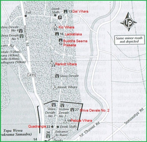 Map: Quadrangle to Gal Vihara Polonnaruwa