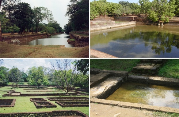 Water Garden Area; Views of the moat, pool, ruins of the gate-house and watercourse in the water garden complex.